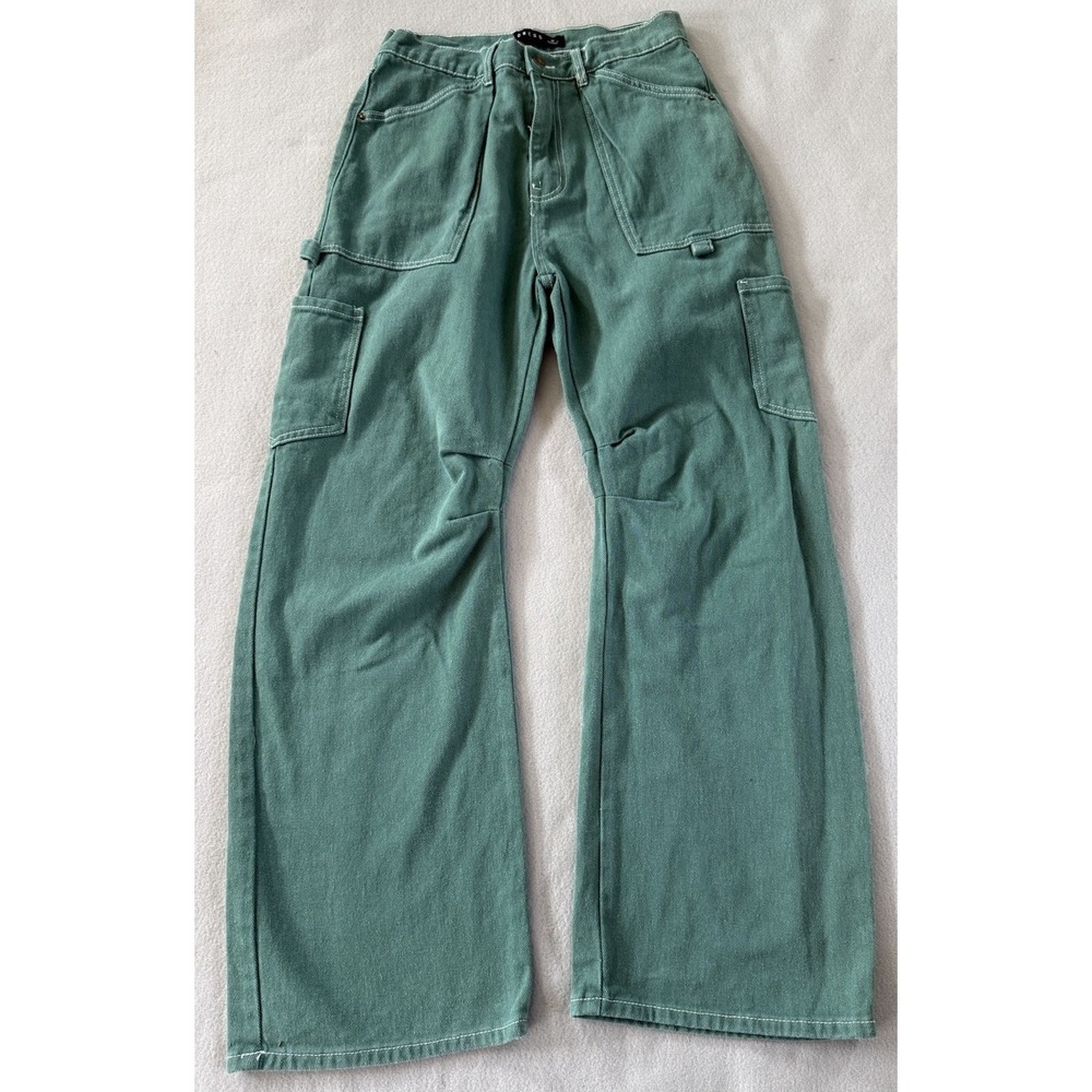 LIONESS Women's M Miami Vice Barrel Jeans Denim Cargo Pants Green